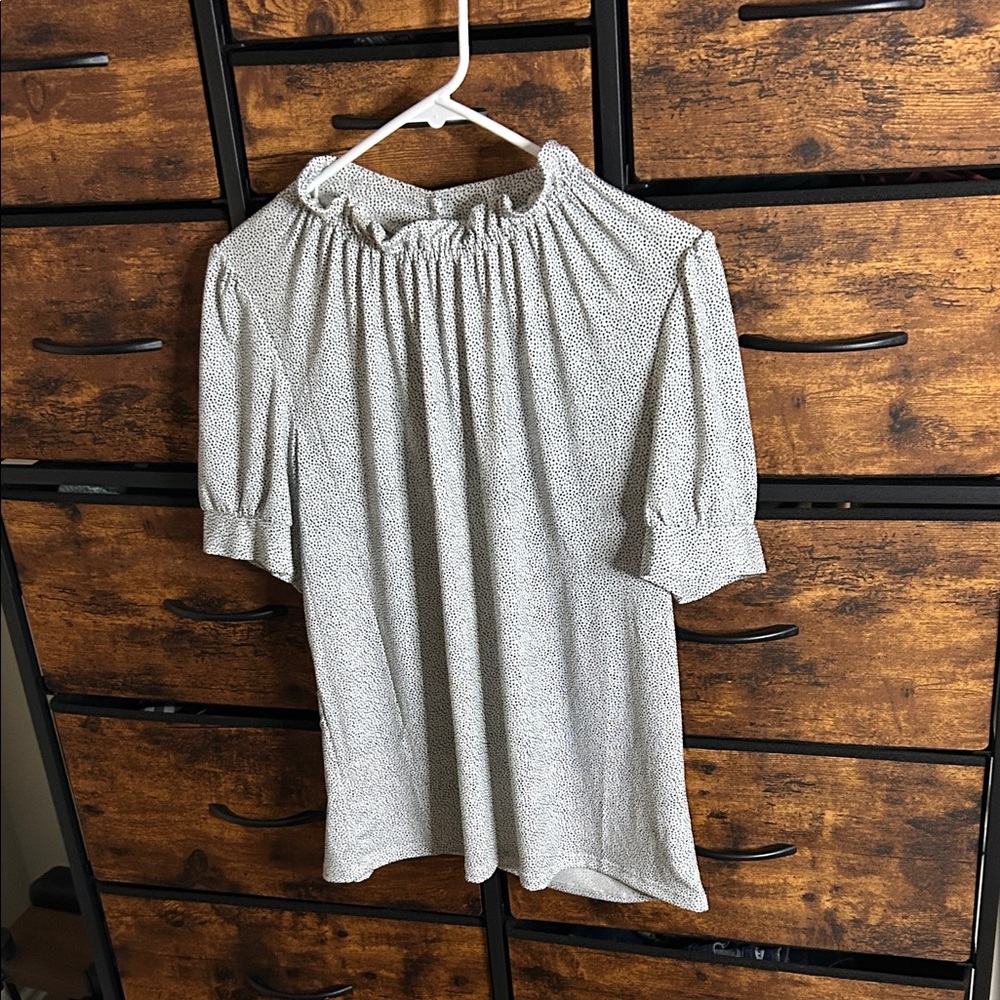 Adrianna Papell White & Black Polka Dot Blouse